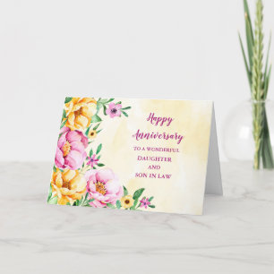 Carte Fille et Fils Floral en Droit Anniversaire Mariage