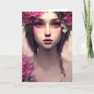 Carte Fille éthérée avec des taches de rousseur roses