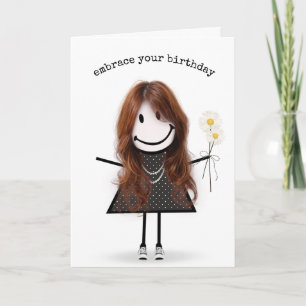 Carte Fille Figurine de Joyeux Anniversaire avec M