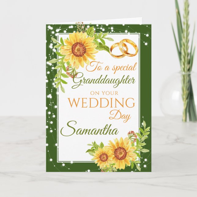 Carte Fille-fille Mariée Jour de mariage tournesol (Devant)