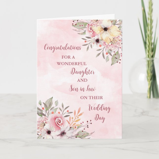 Carte Fille & Fils en droit Jour de mariage Félicitation (Devant)
