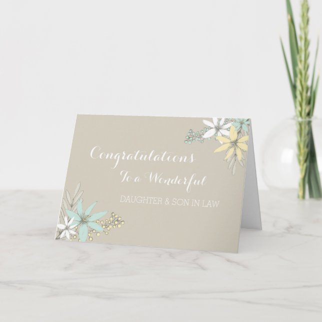 Carte Fille & Fils En Droit Mariage Félicitations Grey (Devant)
