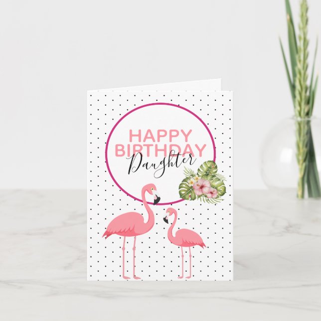 Carte Fille Flamant rose Tropical de la petite fille Ann (Devant)
