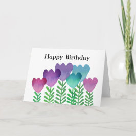 Carte Fille Fleurs colorées Joyeux anniversaire