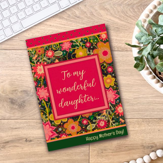 Carte Fille Floral Plutôt unique Joyeuse Fête des Mères (Créateur téléchargé)