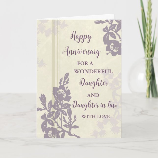 Carte Fille florale et fille en droit Anniversaire (Devant)