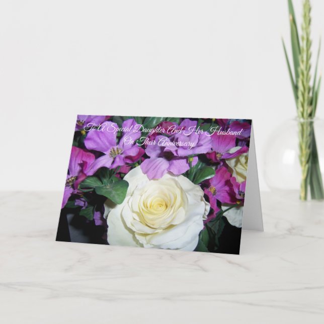 Carte Fille Florale Mari Anniversaire personnalisé (Devant)