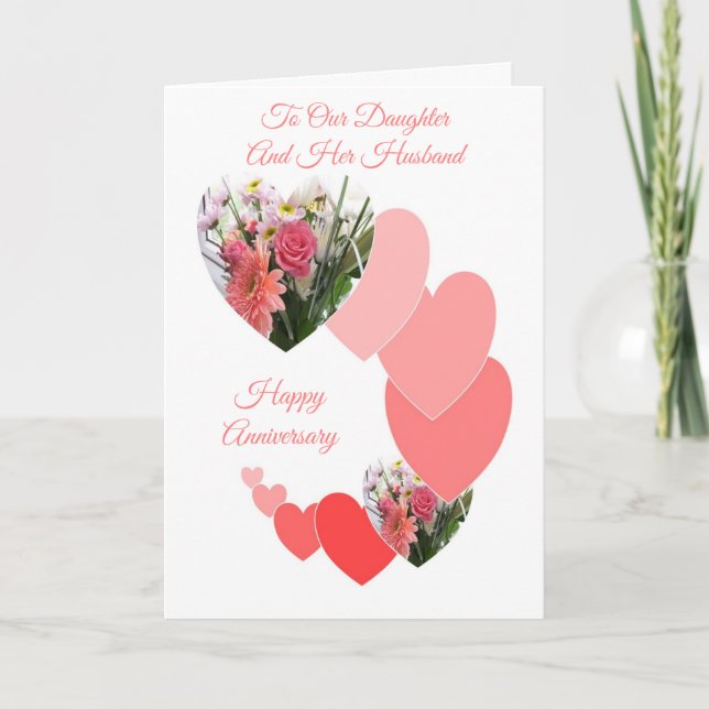 Carte Fille Florale Mari Anniversaire personnalisé (Devant)