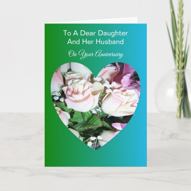 Carte Fille Florale Mari Anniversaire personnalisé (Devant)