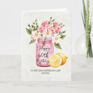 Carte Fille Florale Rose En Loi 60e anniversaire