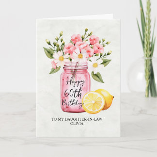 Carte Fille Florale Rose En Loi 60e anniversaire
