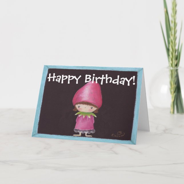 Carte fille fraise (Devant)