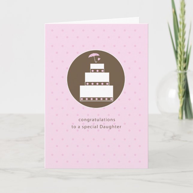 Carte Fille, gâteau Fête des mariées, Brown, rose (Devant)