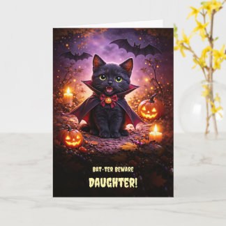 Carte Fille Joyeux Halloween Mignon Chat Vampire Chaton