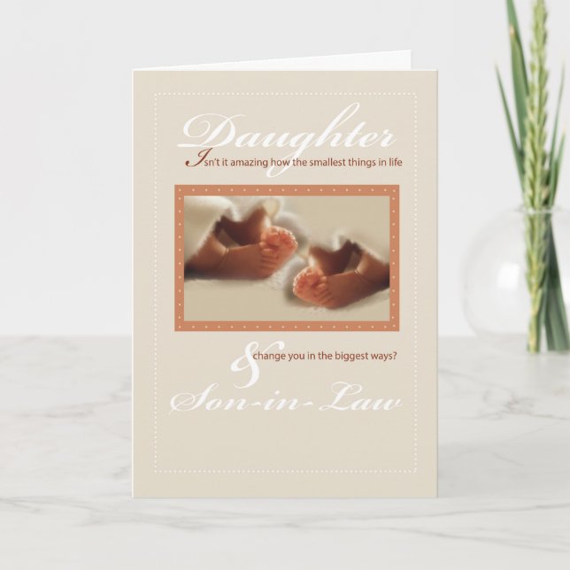 Carte Fille jumelle et gendre pieds bébé Félicitations (Devant)
