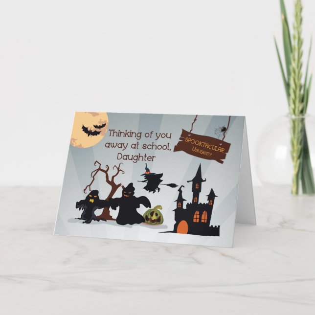 Carte Fille loin aux goules drôles de Halloween (Devant)