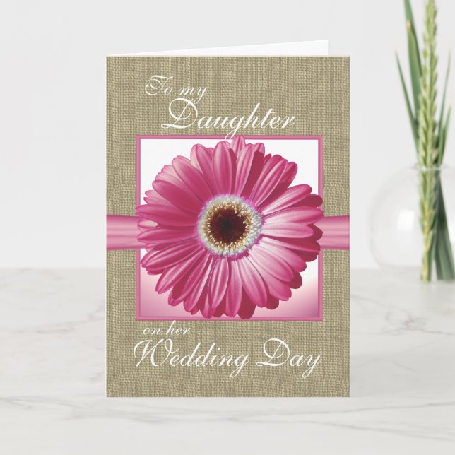 Carte Fille Mariage Jour rose Gerbera (Devant)