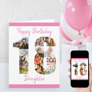 Carte Fille Numéro 18 Photo Collage Gros 18e anniversair