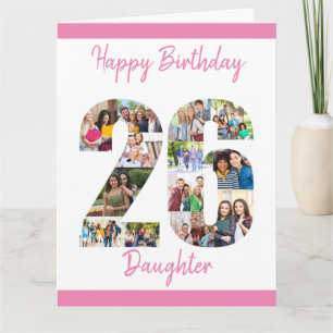 Carte Fille Numéro 26 Photo Collage Big 26th Birthday