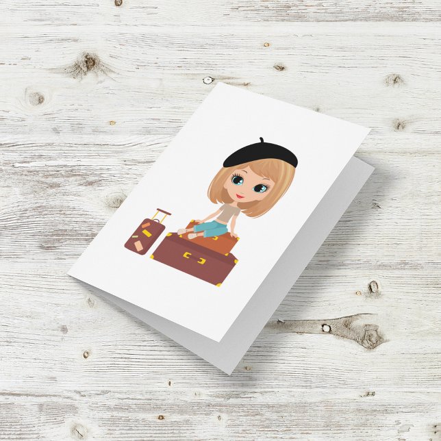 Carte Fille Partant en Vacances (Créateur téléchargé)