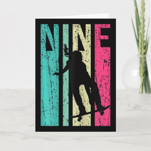 Carte Fille patineuse 9 ans anniversaire skateboard pati