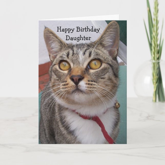 Carte Fille personnalisée Chat Anniversaire (Devant)