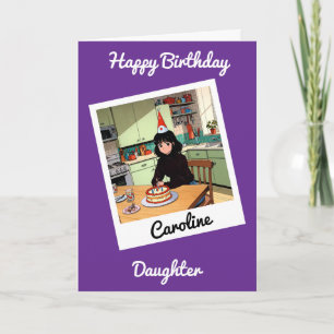 Carte fille photo instantanée coloriage anniversaire