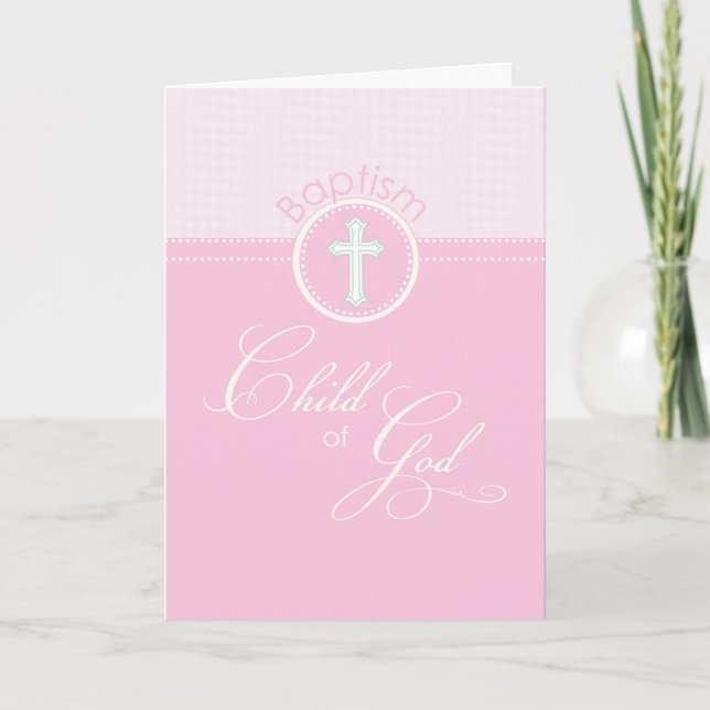 Carte Fille Pink Enfant de Dieu Baptême Félicitations (Devant)