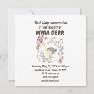 Carte Fille priant pour jésus traverser la première comm