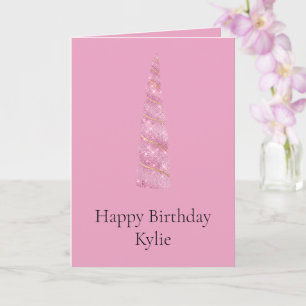 Carte Fille rose étincelante or glam Unicorn Anniversair