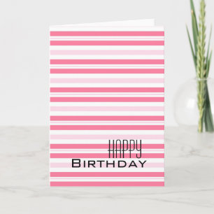 Carte Fille rose rayures Anniversaire