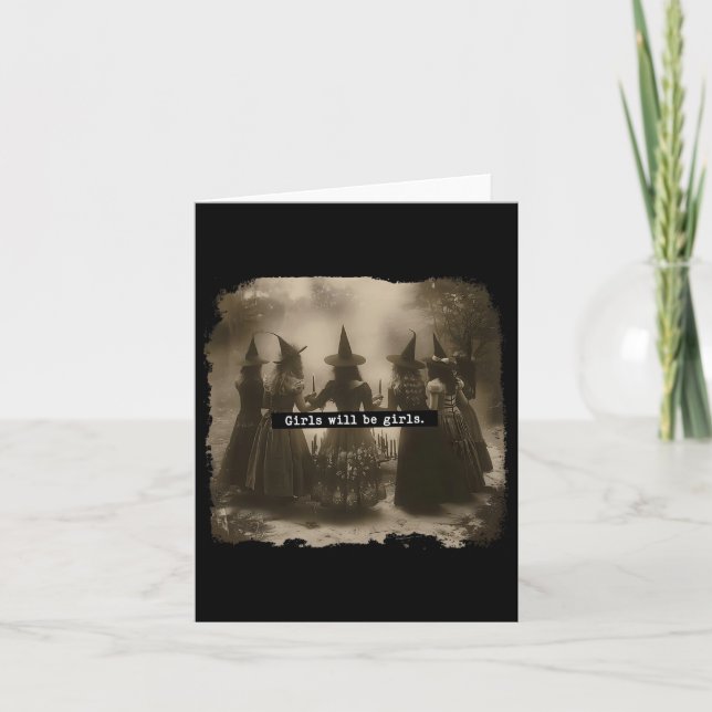 Carte Fille Sera Filles Sorcière Halloween Drôle Witchy  (Devant)