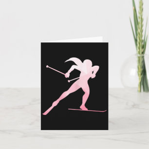 Carte Fille Silhouette Ski De Fond Sports D'hiver