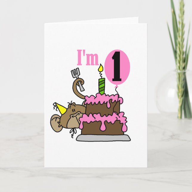 Carte Fille Singe Je suis un Tshirts d'anniversaire (Devant)