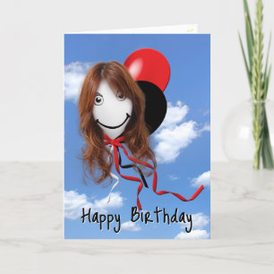 Carte Fille Sur Ballons D'Anniversaire Flottant Dans Le 