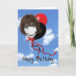 Carte Fille Sur Balloon D'Anniversaire