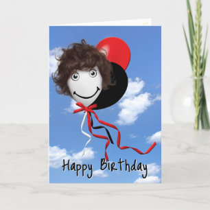 Carte Fille Sur Balloon D'Anniversaire Dans Le Ciel