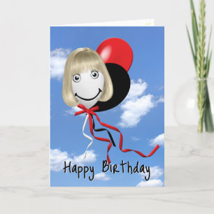 Carte Fille Sur Balloon D'Anniversaire Dans Le Ciel