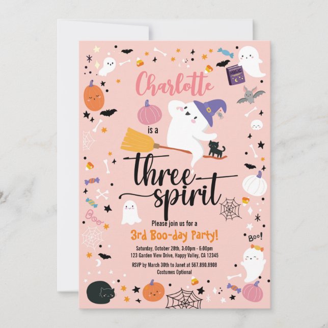Carte Fille Trois Esprit 3e fête d'Halloween (Devant)