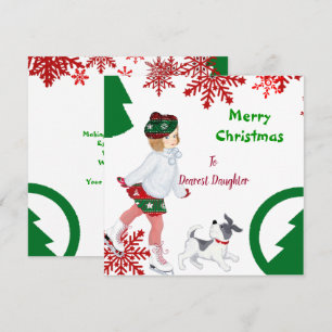 Carte Fille vintage Joyeux Noël Flèches rouges