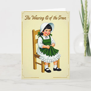 Carte Fille Vintage Porter Vert