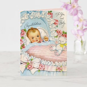 Carte fille vintage rétro