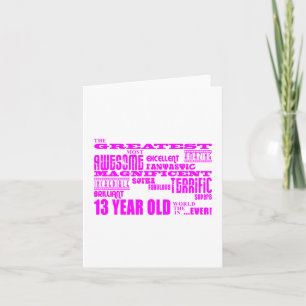 Carte Filles 13e anniversaire : Rose Plus grand 13 ans