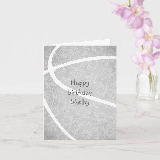 Carte filles basketball gris clair sports anniversaire (Orchidée)