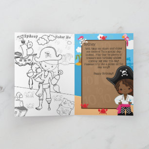 Carte Filles brunes amusantes Pirate Color Me Joyeux Ann