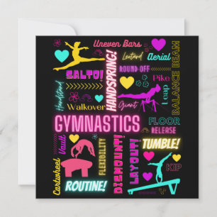 Carte Filles colorées Gymnastique Glossaire Typographie