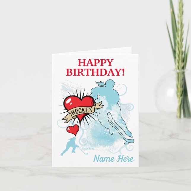 Carte Filles de femmes Hockey Personnalisé Anniversaire  (Devant)