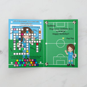Carte Filles Football Message secret Joyeux anniversaire
