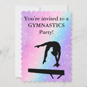 Carte Filles Gymnastique Pastel Stars Anniversaire