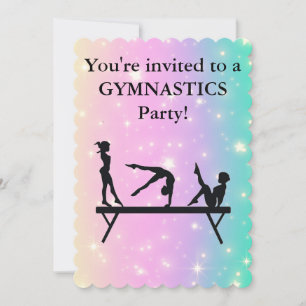 Carte Filles Gymnastique Pastel Stars Anniversaire
